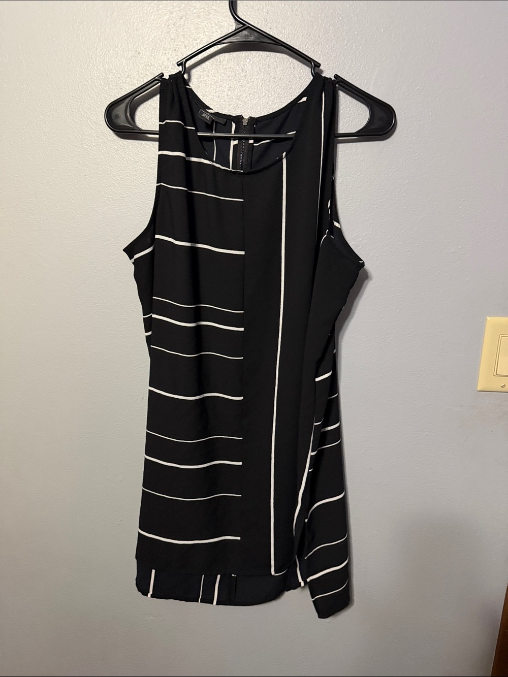 Alfani Black Sleeveless Striped Shift Dress